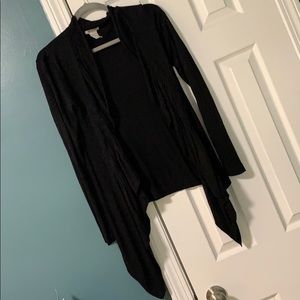 Black cardigan with longer front